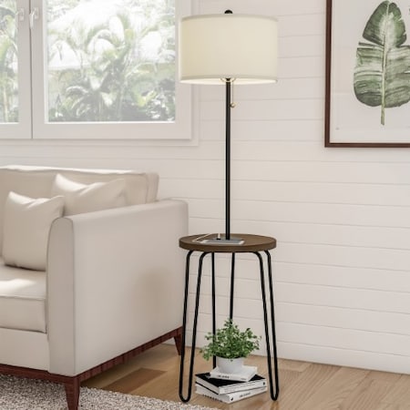 Hastings Home Hairpin Legs End Table Floor Lamp with USB Port 456528FCL